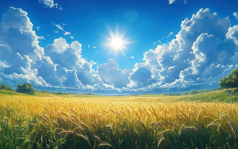 Champs d'or sous un ciel radieux par Hikmah Hidahasbi