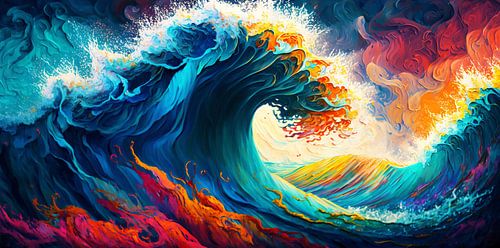 Kleurrijk Abstract schilderij: De Golf