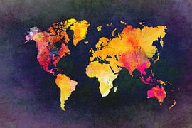 carte du monde violet jaune rose #map #worldmap