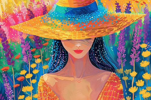 kleurrijk schilderachtig portret van vrouw