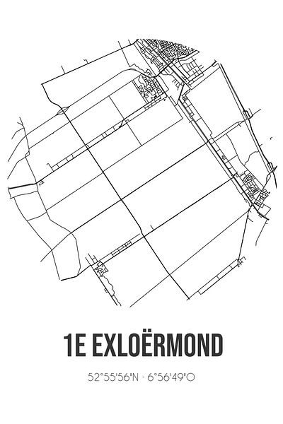 1e Exloërmond (Drenthe) | Map | Black and white by Prints of Place