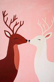 Two deer in a tender embrace by Poster Art Shop