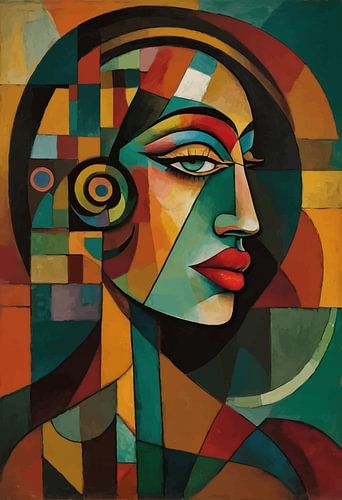 Abstract Afrikaans kubistisch vrouwenportret