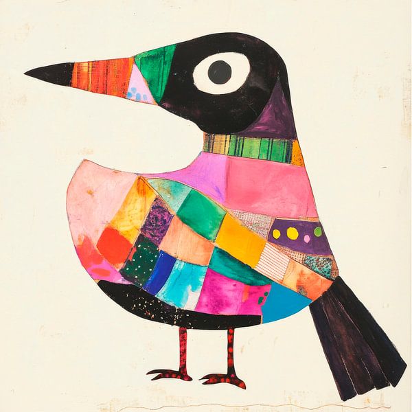Oiseau multicolore en tissu à motifs par Poster Art Shop