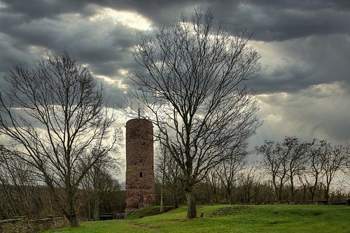Gezicht op de kasteelruïne van Bornstedt in Duitsland