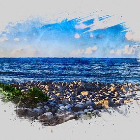 Blick auf die Ostsee im Waterbrush Style von Dietmar Meinhardt