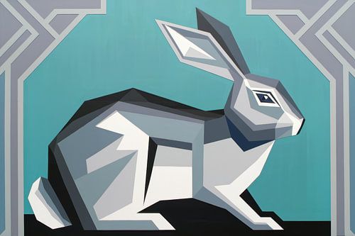 Grafisch konijn met art-deco