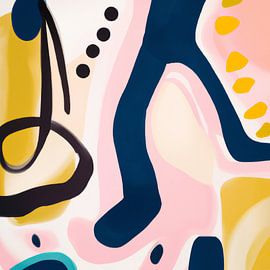 Abstract modern shapes and lines in pastel colours