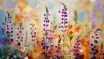 Flowering cattails (Lythrum) the grass by Studio Pieternel
