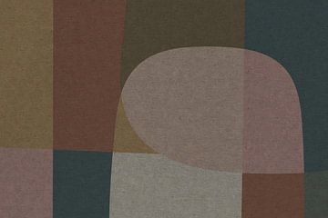 Pink, brown, green organic shapes. Modern abstract retro geometric art in warm pastel colors  I by Dina Dankers