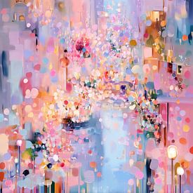 pastel stad | Pastel Night in City van Modern Collection