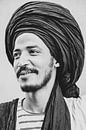 Berber man from Marrakech Morocco in black and white by Ingrid Koedood Fotografie thumbnail