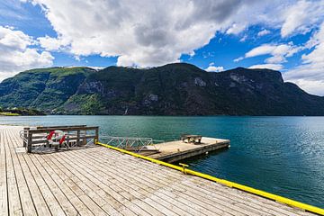 Uitzicht over de Aurlandsfjord in Noorwegen van Rico Ködder