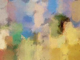 Art abstrait aux couleurs pastel vives, design moderne et coloré sur Dina Dankers