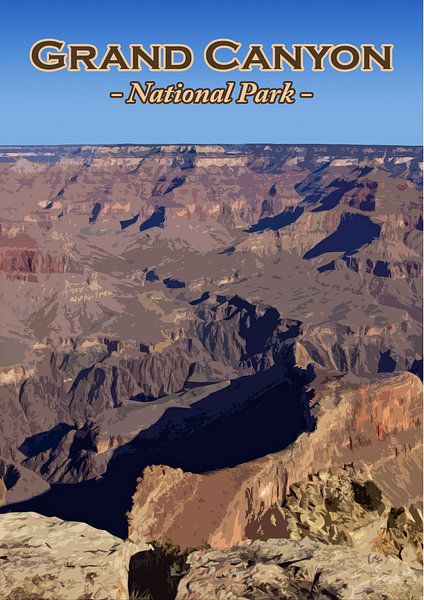 Vieille affiche, Parc national du Grand Canyon, Arizona, Amérique par Discover Dutch Nature