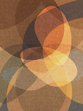 Moderne abstracte organische vormen in goud, bruin, taupe I van Dina Dankers