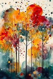 Arbres peints en couleurs sur haroulita