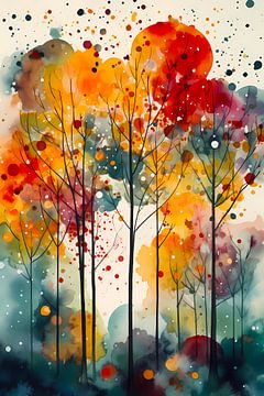 Kleurrijke geschilderde bomen van haroulita