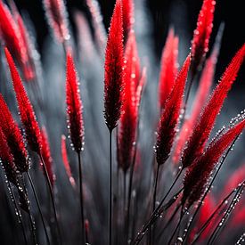 Rote Spitzen - Gräser im Morgentau von bbgalerie24