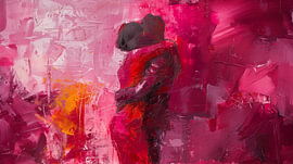 Abstrakte Umarmung – rosa Panorama von TheXclusive Art