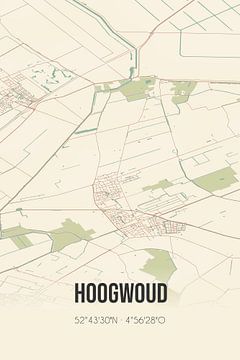 Vieille carte de Hoogwoud (Hollande du Nord) sur Rezona