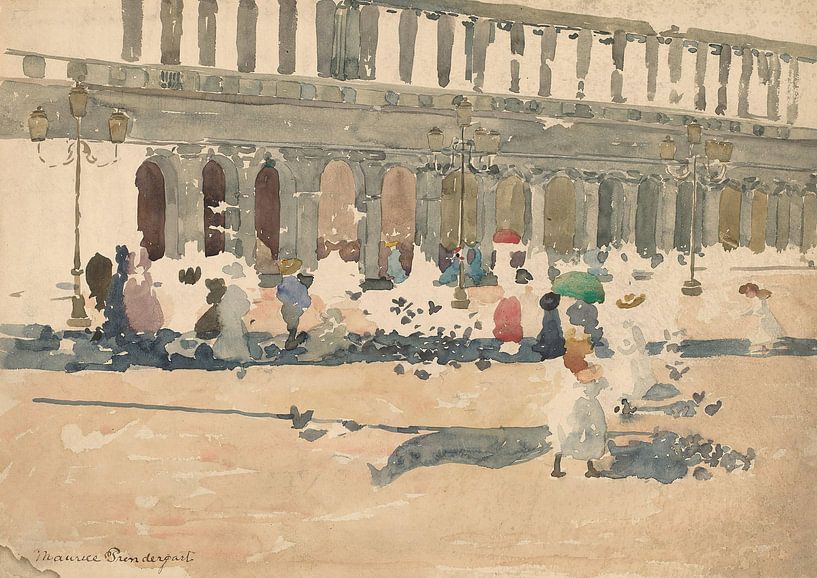 Maurice Prendergast-Cafe Florian in Venice by finemasterpiece
