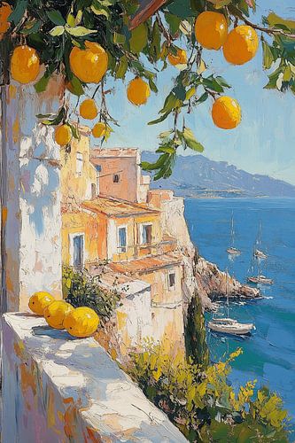 Italiaanse Kuststad tussen de Citrusbomen