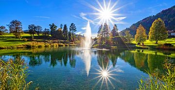Double soleil et fontaine dans le lac de Reiteck