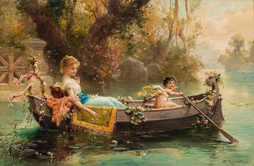 Hans Zatzka, Dame en een cherubijn in een boot