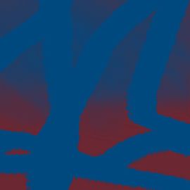 Moderne abstracte kunst. Lijnen in heldere kleuren. Blauw en bruin. van Dina Dankers