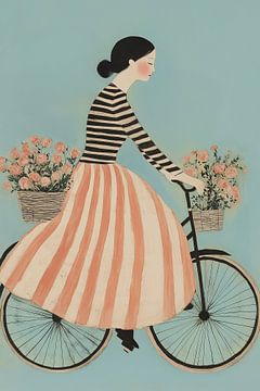 Fietsend met bloemen van Bianca ter Riet