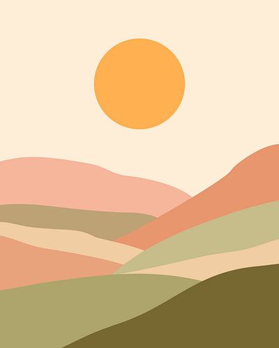 Hügel und eine untergehende Sonne