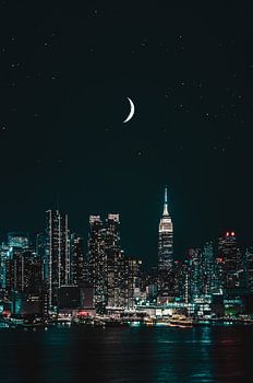 De NEW YORK skyline in de nacht