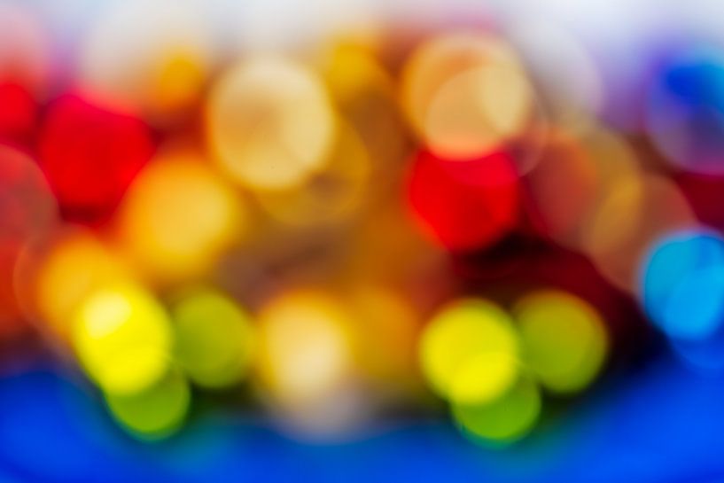 Abstract Christmas background with defocused Christmas tree balls by ManfredFotos
