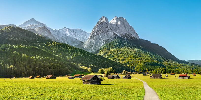 Weidelandschap bij Garmisch Partenkirchen en Grainau van Voss fotografie