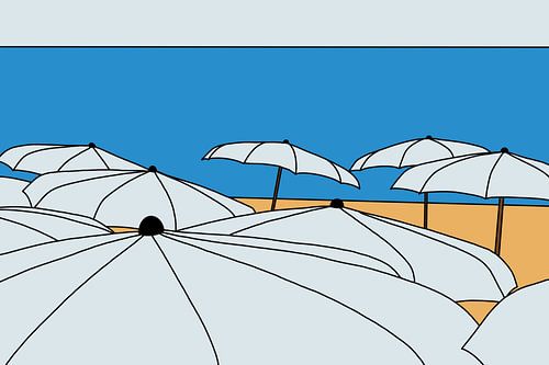 Weiße Sonnenschirme