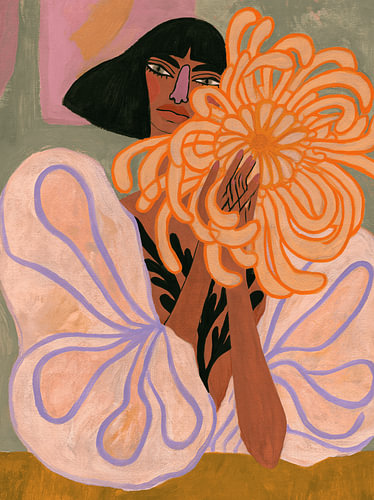 Flor de Sol – Portrait of a woman with an orange blossom