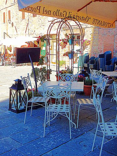 Klaar voor een drukke avond bij Osteria del Gallo nel Pozzo Panicale