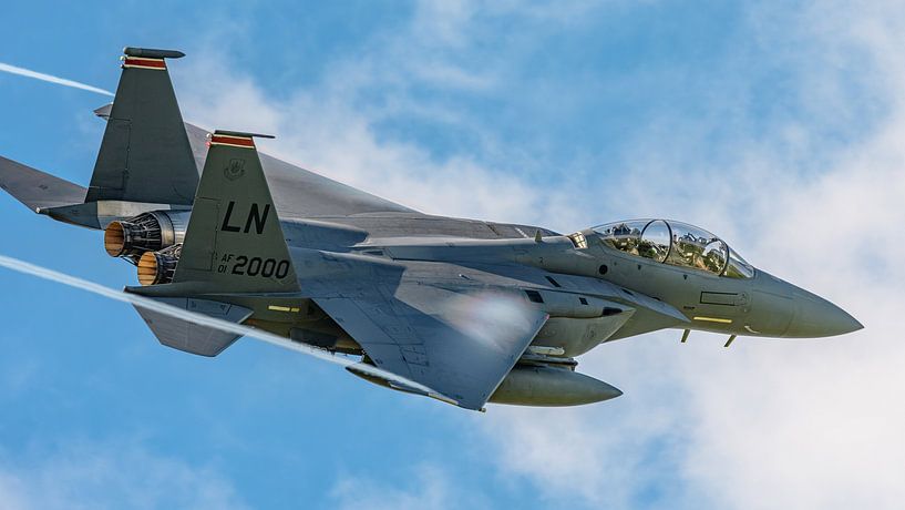 Take-off U.S. Air Force F-15E Strike Eagle. by Jaap van den Berg