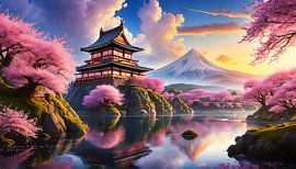 Japan met roze bomen