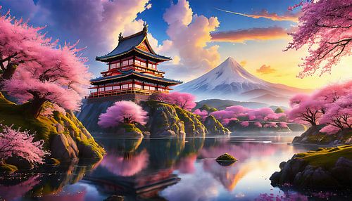 Japan with pink trees