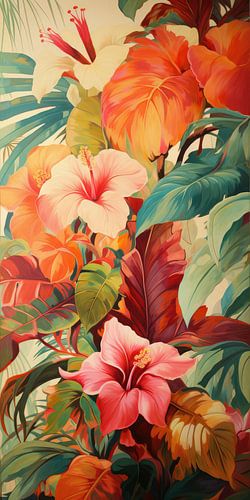 Imagined tropical flowers in paradise