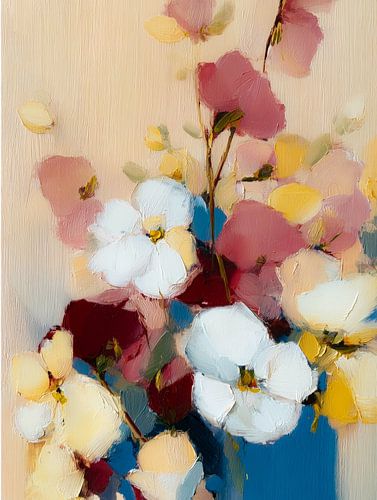 Zarte, abstrakte Blumen in Pastelltönen