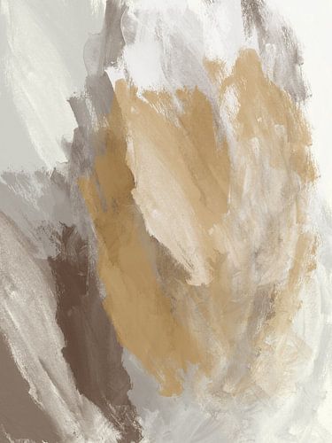 Abstract schilderij in neutrale kleuren - wit, taupe, oker