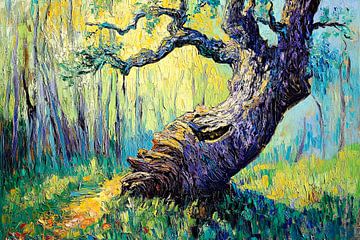olieverfschilderij spiritueel bos van Egon Zitter