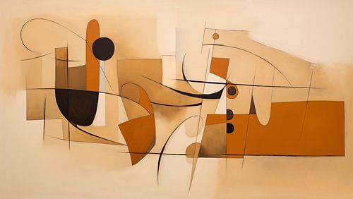 Abstracte vormen bruin panorama van TheXclusive Art