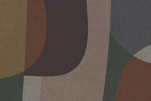 Roze, bruin, groene organische vormen. Moderne abstracte retro geometrische kunst in warme pastelkle