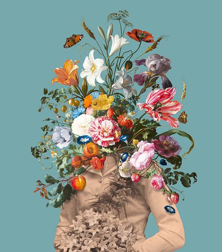 Portrait d'une mariée avec un bouquet de fleurs sur toon joosen