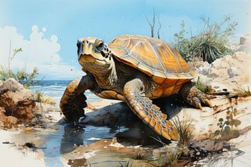 Turtle Painting Art by Digitale Schilderijen