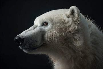Eisbär-Porträt mit dunklem Hintergrund von Digitale Schilderijen